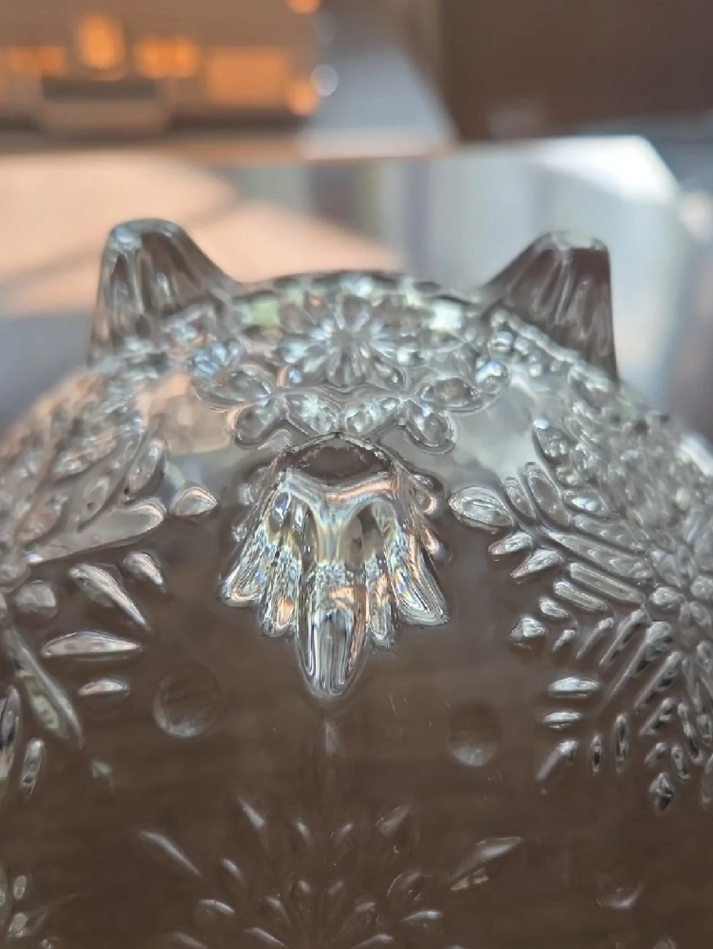 Vintage Mikasa Clear Pressed Glass Floral Snowflake Bowl